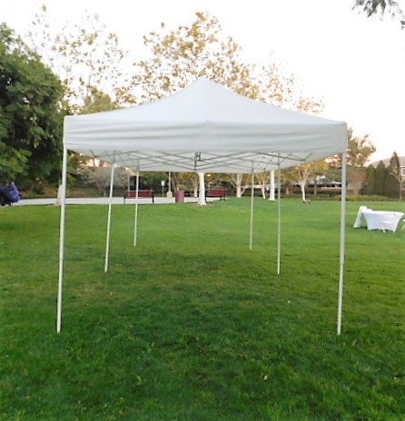 10 by 20 White Canopy -10 ft side view