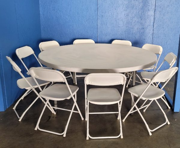 72" Round Table with 10 Standard Chairs