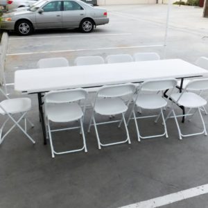 8ft Banquet Table with 10 Chairs