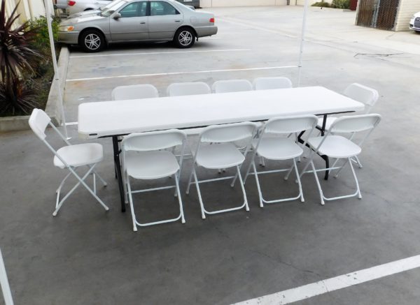 8ft Banquet Table with 10 Chairs