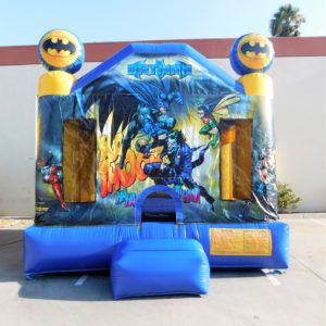 Batman Bounce House with Batman and characters on it