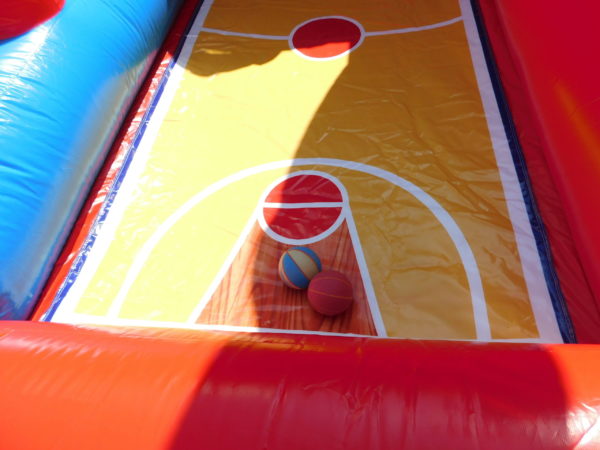 Picture of basketballs in lane of dual basketball competition
